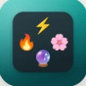 First icon: one tile with four emoji marks on teal.