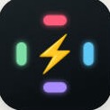The shipped icon: the bolt and four coloured pills, full bleed on near-black.