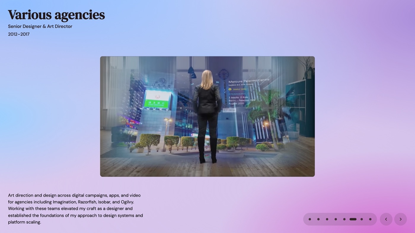 Portfolio homepage, Various agencies slide: a montage of earlier campaign work.